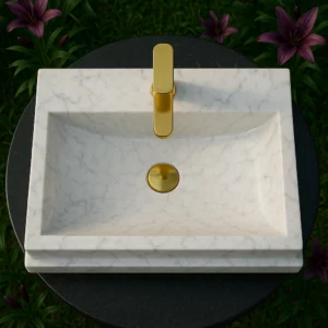 Layered-Edge Handcrafted Marble Sink - Image 3