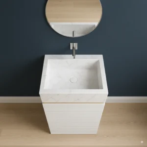 Luxury Marble Pedestal Sink – Modern Freestanding Stone Basin - Image 3
