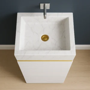 Luxury Marble Pedestal Sink – Modern Freestanding Stone Basin - Image 4