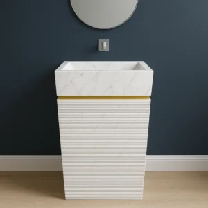 Luxury Marble Pedestal Sink – Modern Freestanding Stone Basin - Image 6