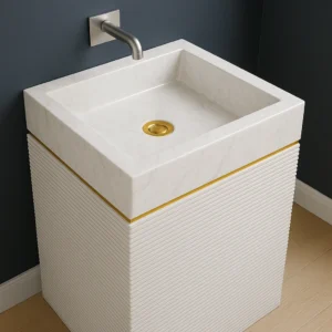 Luxury Marble Pedestal Sink – Modern Freestanding Stone Basin - Image 7
