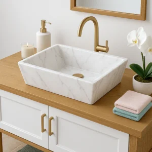 Marble Sink – Rectangular Basin for Modern Bathroom Vanity - Image 4