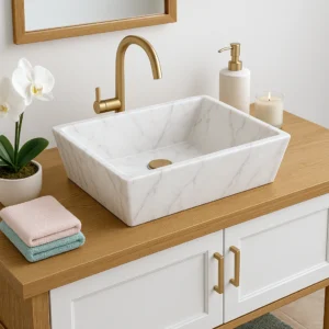 Marble Sink – Rectangular Basin for Modern Bathroom Vanity - Image 5
