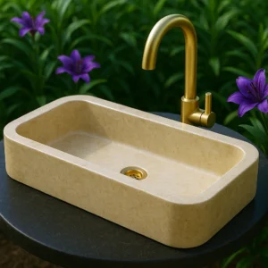 Minimalist Marble Sink with Rounded Edges - Image 3