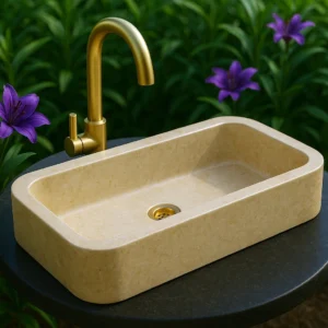 Minimalist Marble Sink with Rounded Edges - Image 4