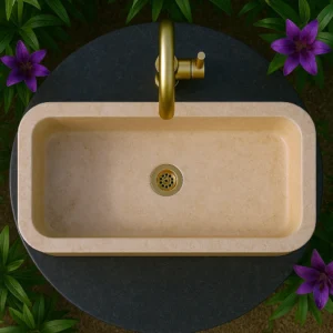 Minimalist Marble Sink with Rounded Edges - Image 5