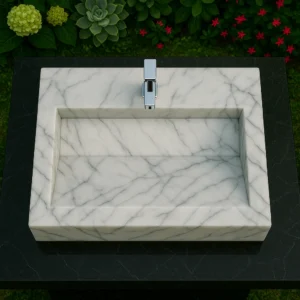 Modern Rectangular Marble Sink with Minimalist Form - Image 6