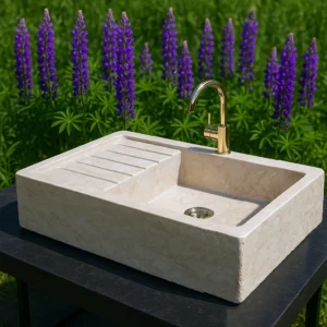 Modern Single-Bowl Marble Sink - Image 3