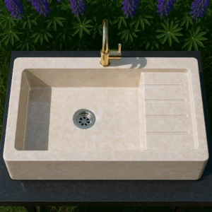 Modern Single-Bowl Marble Sink - Image 5