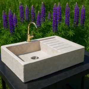 Modern Single-Bowl Marble Sink - Image 4