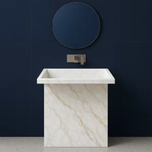 Pedestal Marble Sink – Modern Handcrafted Natural Stone Bathroom Basin (Copy) - Image 3
