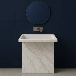 Pedestal Marble Sink – Modern Handcrafted Natural Stone Bathroom Basin (Copy) - Image 4
