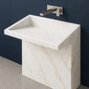 Pedestal Marble Sink – Modern Handcrafted Natural Stone Bathroom Basin (Copy) - Image 7