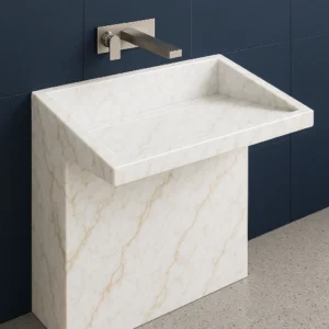 Pedestal Marble Sink – Modern Handcrafted Natural Stone Bathroom Basin (Copy) - Image 8