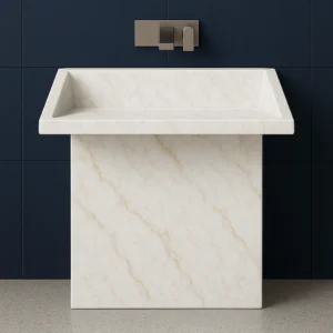Pedestal Marble Sink – Modern Handcrafted Natural Stone Bathroom Basin (Copy) - Image 9