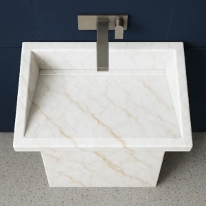 Pedestal Marble Sink – Modern Handcrafted Natural Stone Bathroom Basin (Copy) - Image 10