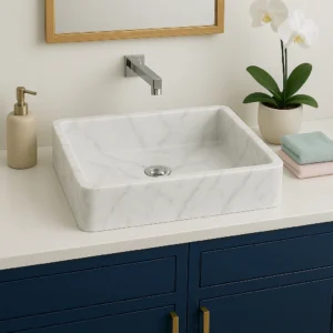 Rectangular Countertop Marble Sink – Modern Bathroom Basin - Image 5