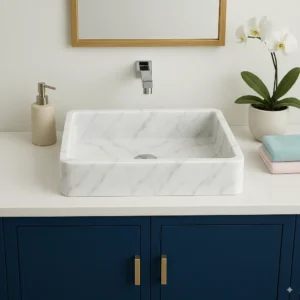 Rectangular Countertop Marble Sink – Modern Bathroom Basin - Image 6