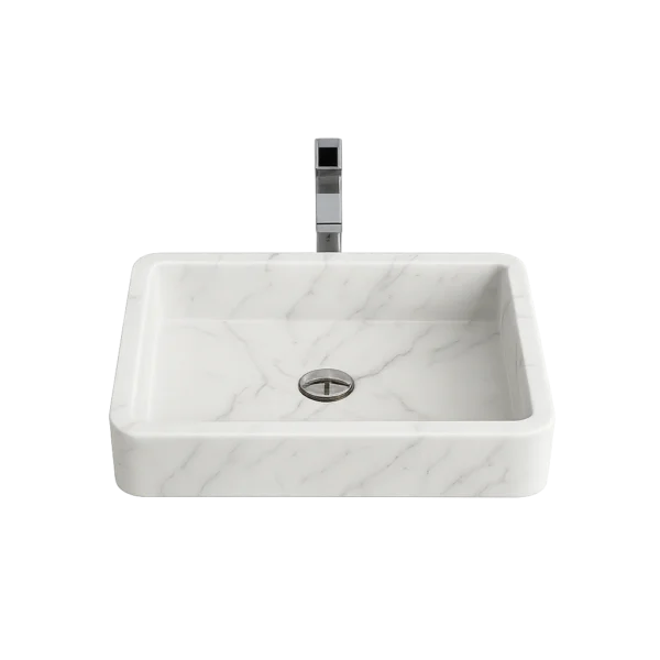 Rectangular Countertop Marble Sink – Modern Bathroom Basin
