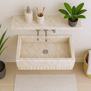 Wall-Mounted Fluted Marble Sink - Image 5