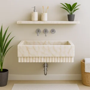 Wall-Mounted Fluted Marble Sink - Image 3