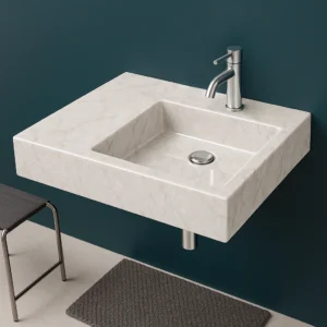 Wall-Mounted Marble Sink – Rectangular Handmade Stone Basin for Bathroom Vanity - Image 5