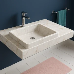 Wall-Mounted Rectangular Marble Sink – Modern Bathroom Basin - Image 4