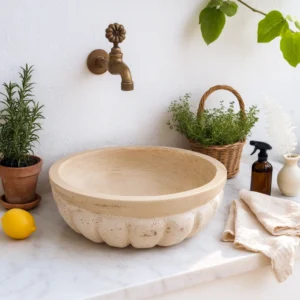 Petra Flora Series Handcrafted Natural Vessel Sink - Image 4