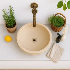 Petra Flora Series Handcrafted Natural Vessel Sink - Image 5