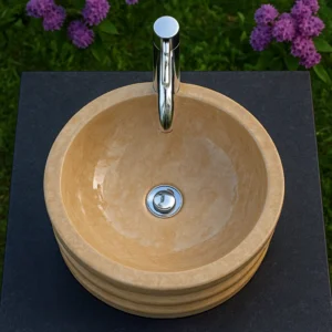 Layered Ring Design Honey Marble Vessel Sink - Image 5