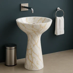 Luxury Marble Pedestal Sink – Handcrafted Chalice Design - Image 4