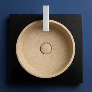 Layered Design Honey Travertine Vessel Sink - Image 4