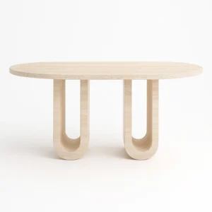 Architectural Vaulted Travertine Table - Image 3