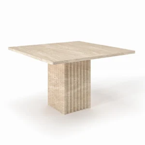Base Cubic Pedestal Square Travertine Table - Image 4