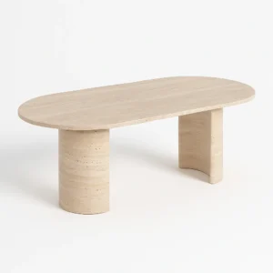 Luna Curved Travertine Sculptural Table - Image 4