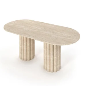 Olympos Travertine Oval Dining Table - Image 3