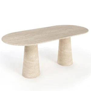 Orb Cubic Pedestal Square Travertine Table - Image 2