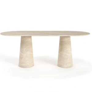 Orb Cubic Pedestal Square Travertine Table