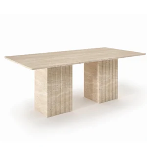 Petra Sculptural Cross-Base Travertine Table - Image 4