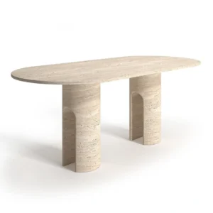 Velo Oval Travertine Dining Table - Image 2