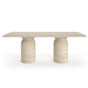 Velora Double Pedestal Rectangular Travertine Dining Table - Image 4