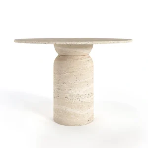 Vertex Round Travertine Dining Table
