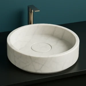 Minimalist Round Marble Vessel Sink - Image 3