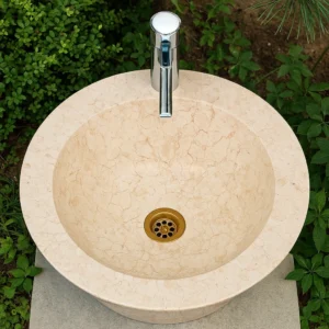 Petra Series Handcrafted Natural Beige Vessel Sink - Image 5